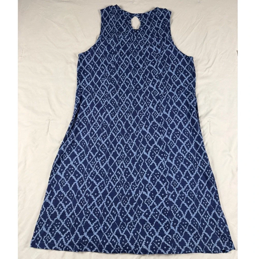 Fresh Produce Blue Geometric Diamond Print Sleeveless Cotton Dress Size Large - Picture 5 of 6